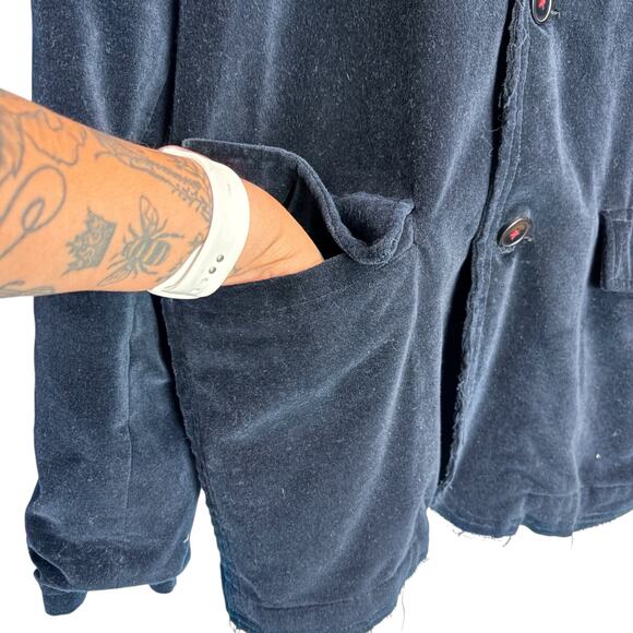 Vintage Red (brand) Black Distressed Whimsigoth 3 Button Lined Blazer sz M - Picture 4 of 14